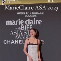 Di Korea, Laura Basuki juga datang ke acara Marie Claire Asia Star Awards yang masih satu rangkaian dengan Busan International Film Festival. Foto: Instagram
