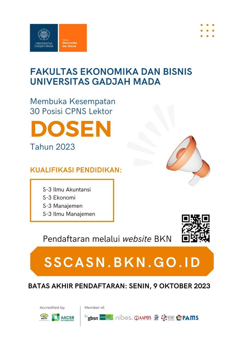 Lowongan dosen lektor di FEB UGM.