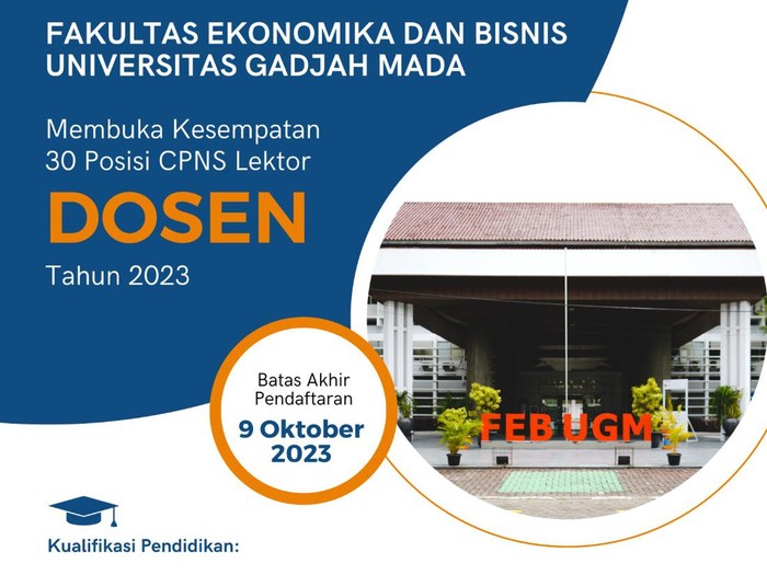 Lowongan dosen lektor di FEB UGM.