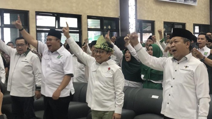 Muhaimin Iskandar atau Cak Imin membuka Muskerwil DPW PKB Sumatera Selatan (Sumsel), Jumat (6/10/2023).