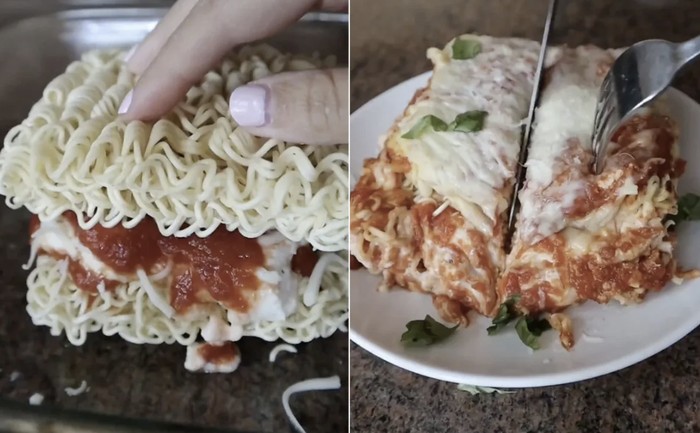 Ramen Lasagna Dibuat dari Mie Instan, Begini Caranya
