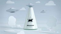 Susu sapi ini tak dikemas dengan karton seperti biasa. Botol yang didesain berbentuk UFO pada bagian penutupnya seakan hadir dari masa depan. Foto: Bored Panda