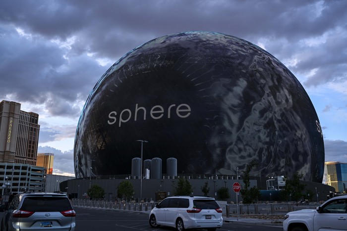 LAS VEGAS, NEVADA - OCTOBER 1: The Sphere is seen at the Venetian Resort in Las Vegas, Nevada, United States on October 1, 2023. The Sphere is a spherical music and entertainment arena in Paradise, Nevada, near the Las Vegas Strip and east of the Venetian resort. The project was announced by the Madison Square Garden Company in 2018, and construction was underway the following year. Tayfun Coskun / Anadolu AgencyNo Use USA No use UK No use Canada No use France No use Japan No use Italy No use Australia No use Spain No use Belgium No use Korea No use South Africa No use Hong Kong No use New Zealand No use Turkey