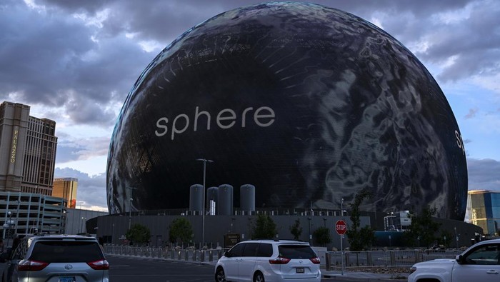 LAS VEGAS, NEVADA - OCTOBER 1: The Sphere is seen at the Venetian Resort in Las Vegas, Nevada, United States on October 1, 2023. The Sphere is a spherical music and entertainment arena in Paradise, Nevada, near the Las Vegas Strip and east of the Venetian resort. The project was announced by the Madison Square Garden Company in 2018, and construction was underway the following year. Tayfun Coskun / Anadolu AgencyNo Use USA No use UK No use Canada No use France No use Japan No use Italy No use Australia No use Spain No use Belgium No use Korea No use South Africa No use Hong Kong No use New Zealand No use Turkey