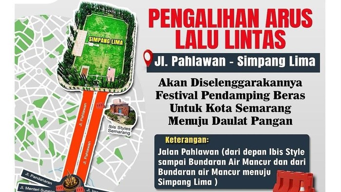 Pengalihan arus di Jalan Pahlawan Semarang.