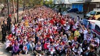 Warga yang mengikuti senam itu siap untuk memenangkan Ganjar Pranowo. 