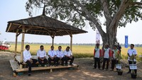 Jokowi juga berdiskusi dengan Plt Menteri Pertanian Arief Prasetyo Adi, Dirut ID Food Frans Marganda Tambunan, Sestama Bapanas Sarwo Edhy, dan Dirut PT Sang Hyang Seri Adhi Cahyono Nugroho usai meninjau panen padi.  