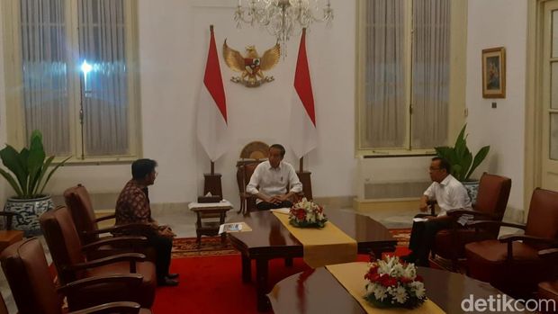 Eks Mentan Syahrul Yasin Limpo (SYL) menghadap Presiden Joko Widodo (Jokowi). (Kanavino/detikcom)
