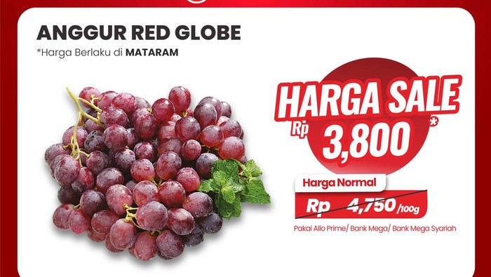 Transmart kasih diskon gede-gedean buat anggur Red Globe