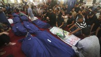 Jumlah warga Palestina yang tewas akibat serangan Israel sebanyak 413 orang. AP Photo/Hatem Ali.  