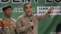 Relawan Perisai Prabowo menyatakan dukungan kepada bakal capres Prabowo Subianto untuk maju sebagai capres 2024.  
