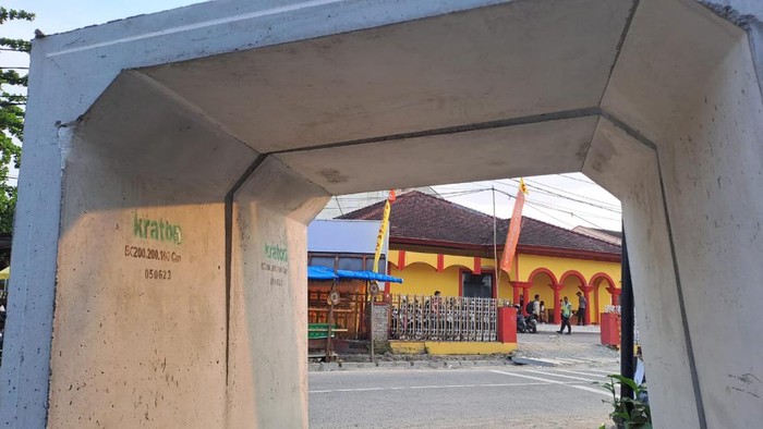 Beton proyek drainase di Jalan Hayam Wuruk, Medan. (Rindi Antika/detikSumut)