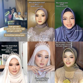 Makeup artist ini menentukan harga yang terjangkau, viral di TikTok. Makeup untuk wisuda Rp 180 Ribu, hingga makeup akad nikah Rp 300 Ribu.