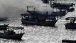 Penampakan Perahu di Gaza Terbakar Usai Diserang Israel