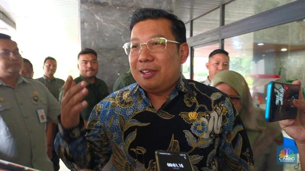 Plt Mentan Arief Prasetyo Adi mulai berkantor di Kementan hari ini, Senin (9/10/2023). (CNBC Indonesia/Martyasari Rizky)