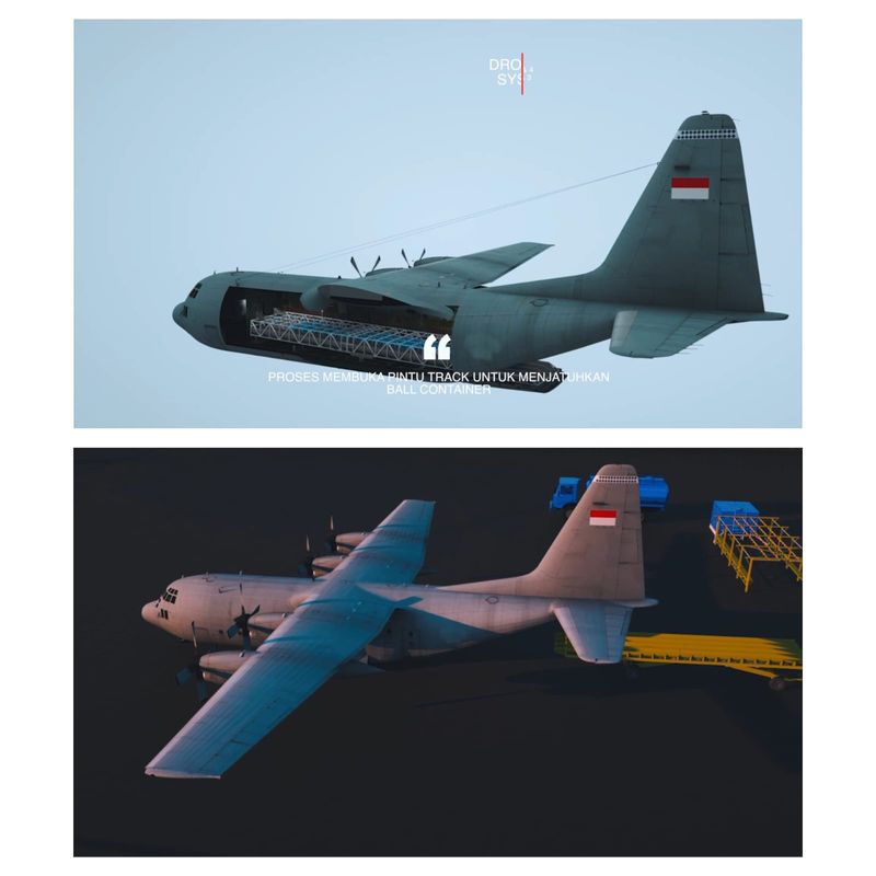 Animasi penggunaan water container bombing