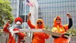 Dukung Palestina, Massa Buruh Demo di depan Kedubes AS