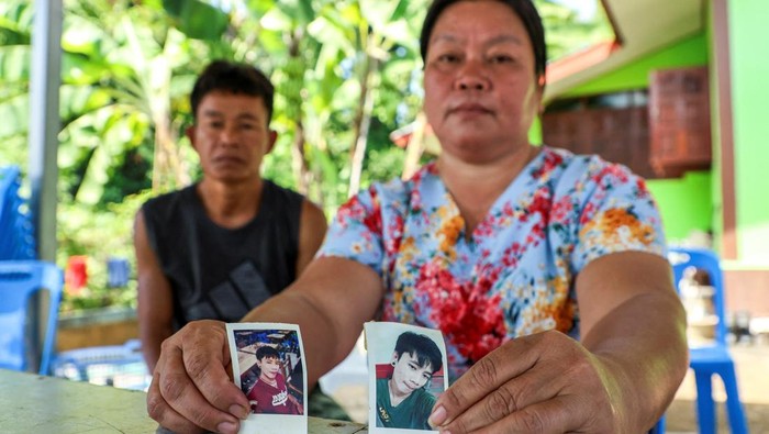 Thongkoon On-kaew, 48, mother of Natthaporn, a factory worker in Gaza, who has been abducted in the ongoing conflict between Israel and the Palestinian Islamist group Hamas, reacts during an interview with Reuters at her house in Nakhon Phanom, Thailand, October 10, 2023. REUTERS/Thomas Suen