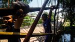 Penampakan Jembatan Gantung Putus di Aceh