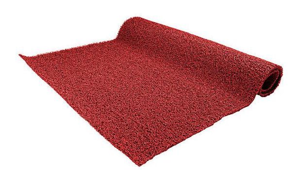 Red Plastic Doormat on white