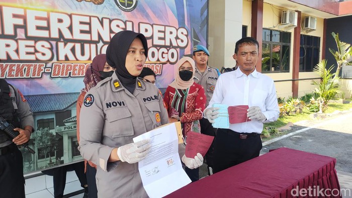 Jumpa pers kasus penggelapan uang koperasi di Kulon Progo, Senin (10/10/2023).