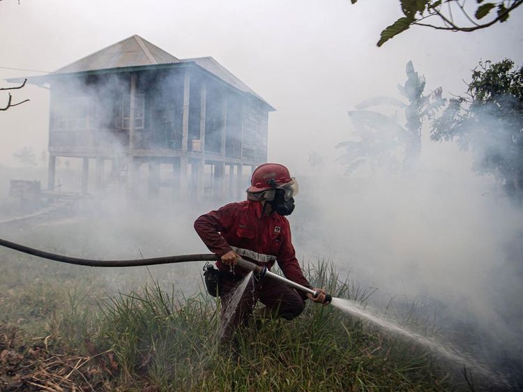 Potret Kebakaran Lahan Dekati Permukiman di Ogan Ilir