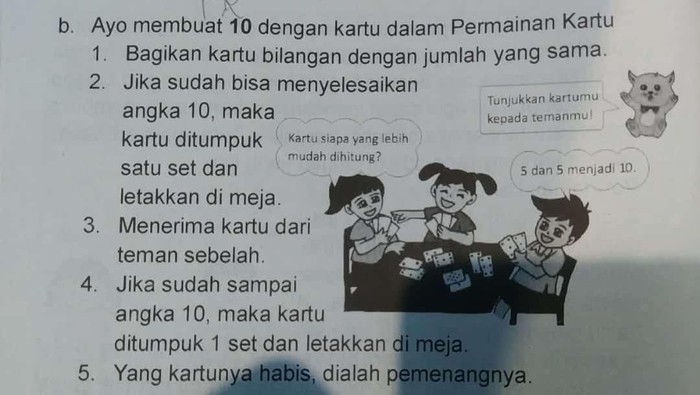 Materi LKS yang menggambarkan permainan domino dan kartu remi beredar di Kelas 1 SD di wilayah Baturaden, Banyumas, Selasa (10/10/2023).