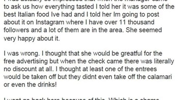 Restoran dapat review bintang satu karena tidak memberi diskon ke influencer dengan 11 ribu followers. Foto: mznbox via Bored Panda