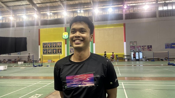 Anthony Sinisuka Ginting saat ditemui usai latihan di Pelatnas PBSI, Cipayung, Rabu (11/10/2023).