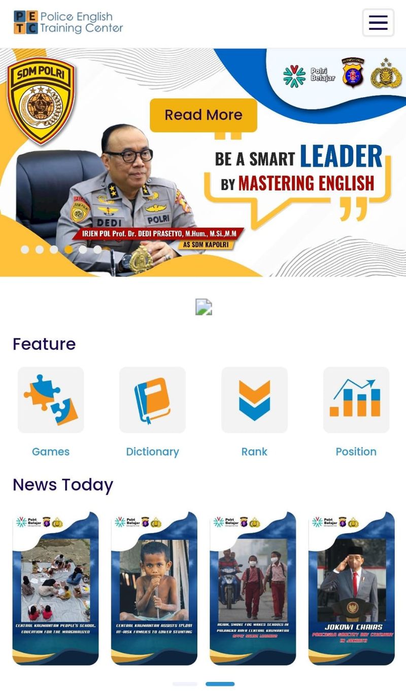 Aplikasi digital untuk belajar Bahasa Inggris inovasi (Kasubbagmutjab Bagbinkar Ro SDM Polda Kalteng), Kompol Sony Rizky Anugrah.