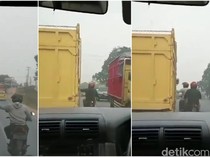 Heboh Aksi Pemalakan Bermotor ke Sopir Truk di Jalinsum Banyuasin