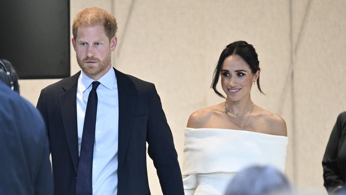 Britains Prince Harry, The Duke of Sussex, left, and Meghan, Duchess of Sussex, participate in The Archewell Foundation Parents Summit Mental Wellness in the Digital Age as part of Project Healthy Minds World Mental Health Day Festival on Tuesday, Oct. 10, 2023, in New York. (Photo by Evan Agostini/Invision/AP)