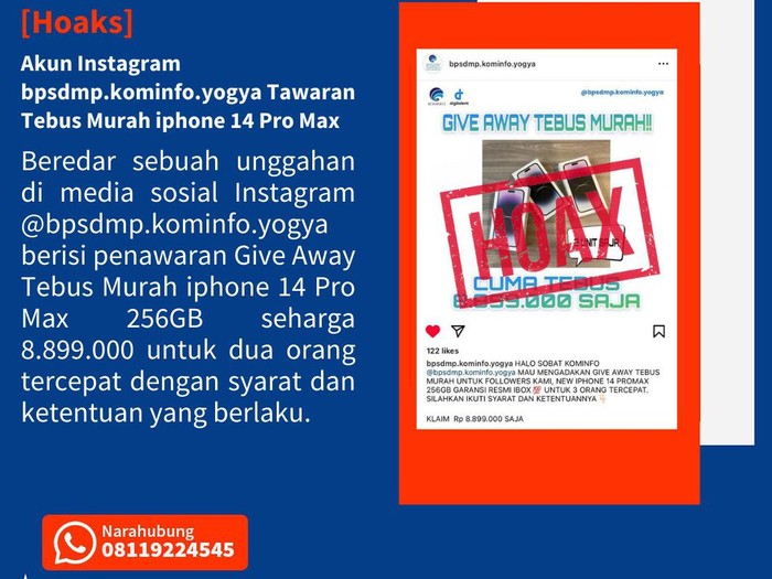 Postingan tebus murah iPhone hoaks. Foto diunggah pada Rabu (11/10/2023).