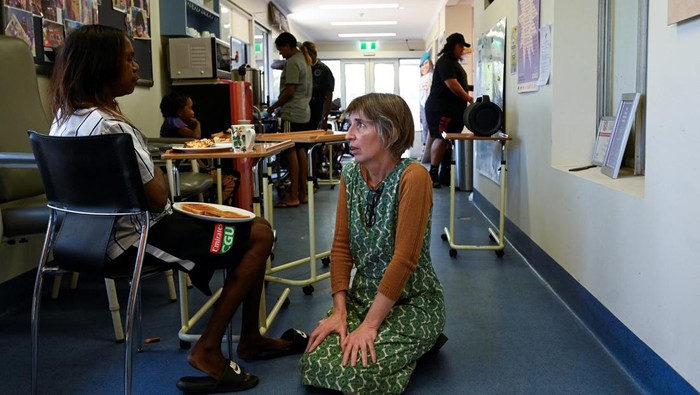 Purple Truck is parked at a site in Alice Springs as Rachel Napaltijarri undergoes dialysis, in Alice Springs, Australia, September 18, 2023.  REUTERS/Jaimi Joy