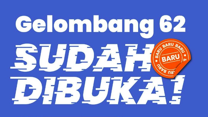 Yang ingin ikut program Kartu Prakerja merapat! Pendaftaran Gelombang 62 dibuka mulai hari ini, Rabu (11/10/2023).