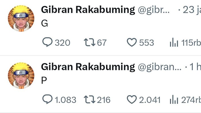 Gibran Rakabuming cuit P dan G, Rabu (11/10/2023).