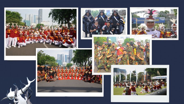 Marching Band SMAN 2 Taruna Bhayangkara saat upacara hari jadi ke-77 Jawa Timur.