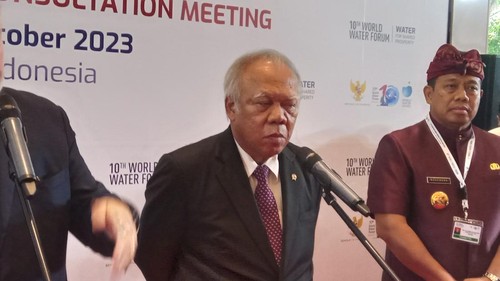 Menteri PUPR Basuki Hadimuljono menghadiri World Water Forum di Hotel Intercontinental, Jimbaran, Badung, Kamis (12/10/2023).