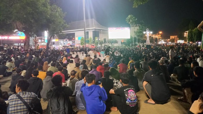 Suasana nobar Timnas Indonesia Vs Timnas Brunei Darussalam di Balai Kota Solo, Kamis (12/10/2023)
