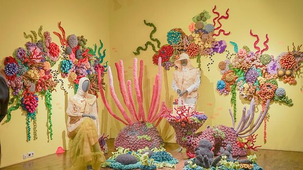 Pameran Kolaborasi Mulyana The Mogus x RiaMiranda digelar di D'Gallerie, Kramat Pela, Jakarta Selatan.