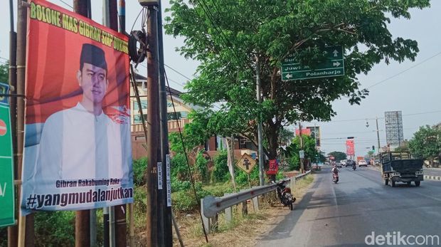 Spanduk Prabowo dan Gibran di Klaten, Kamis (12/10/2023).