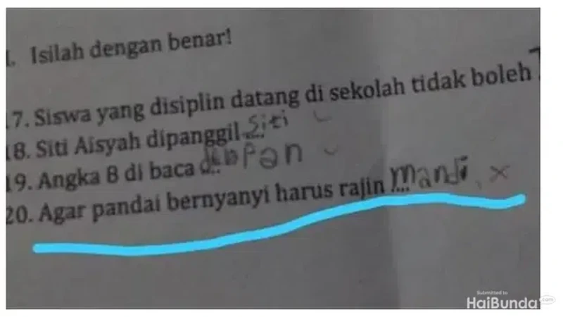 Drama soal ujian anak sekolah ini bikin nyengir sendiri saat ngebacanya. Anak-anak memang masih polos, sih.