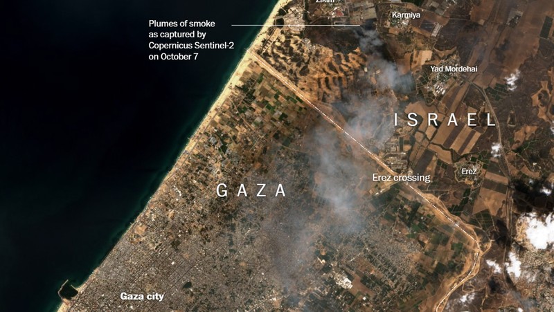 Foto Kerusakan Israel Dilihat dari Satelit