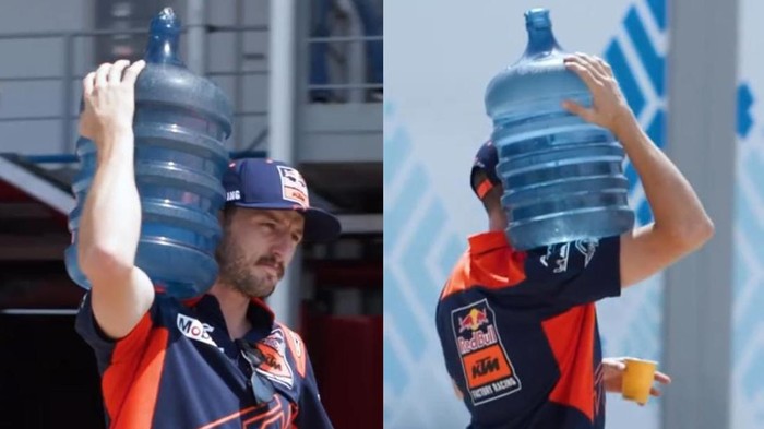 Jack Miller angkat galon di Sirkuit Mandalika.