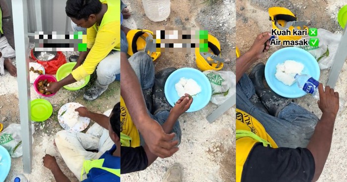 Makan Nasi Pakai Kuah Air Putih, Pekerja Bangunan Ini Bikin Netizen Sedih