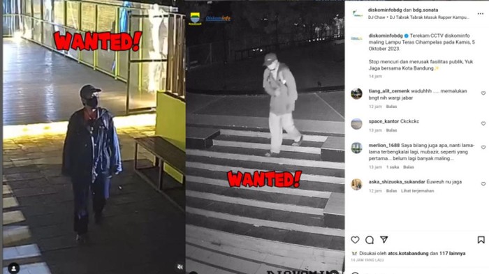 Tangkapan layar unggahan viral pencurian lampu Teras Cihampelas