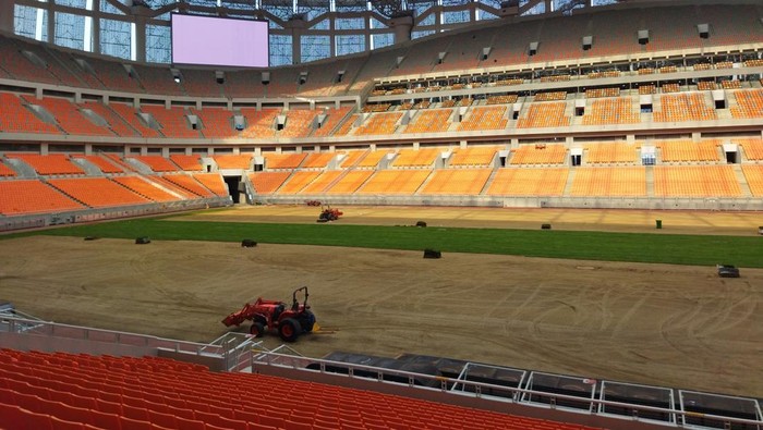 Kondisi Jakarta International Stadium (JIS), Sabtu (14/10/2023).