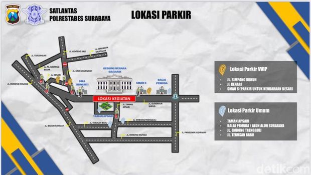 Rekayasa lalin dan lokasi parkir saat Pasar Rakyat Jatim di Grahadi