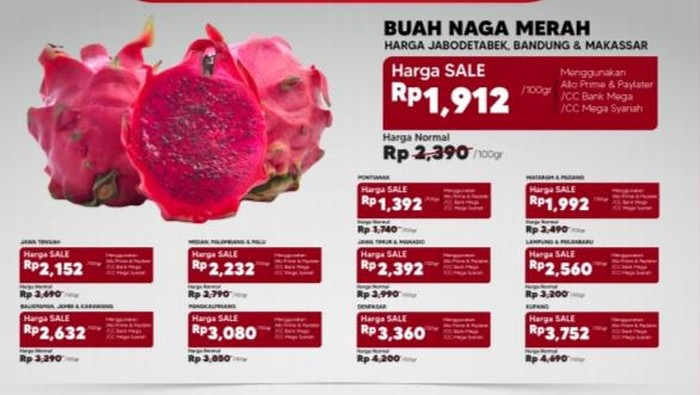 Diskon Buah Naga Merah di Transmart