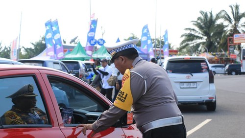 Penerapan arus lalu lintas di Mandalika. Foto: Dirlantas Polda NTB.